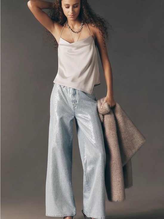 Anthropologie Denim - Anthropologie Pilcro Sequin Wide Leg Jeans Size 24 (00) Cowgirl Western Boho